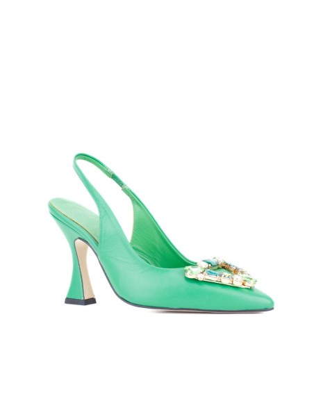 Chaussure à talon haut avec détails en strass sur le bout du pied