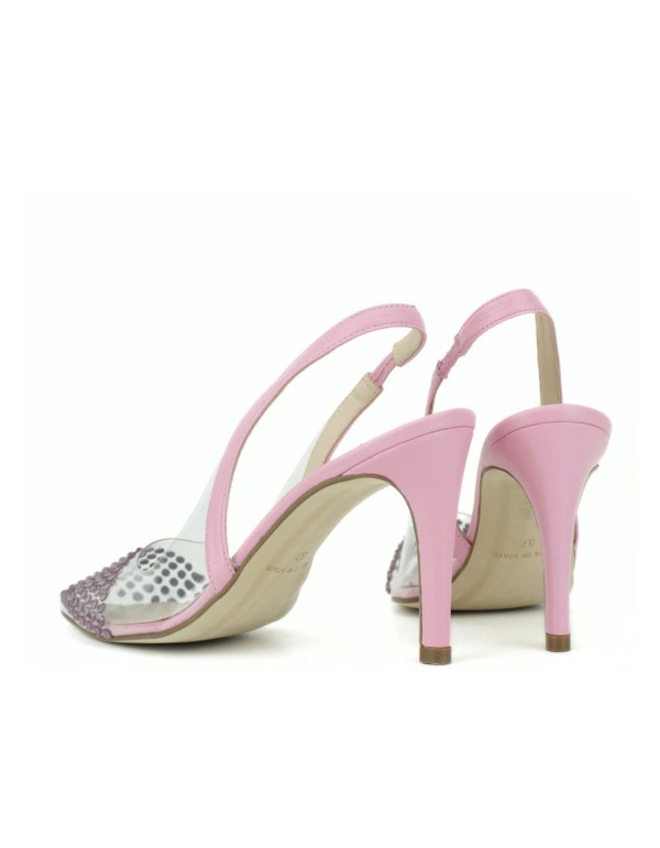 Transparent heeled shoe with rhinestone details 2