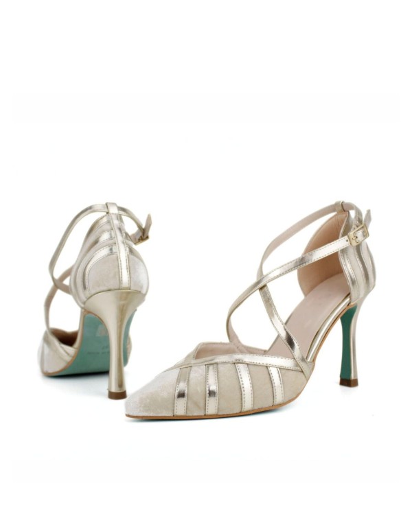 Chaussure à talon fin et finition métallisée avec brides... 2