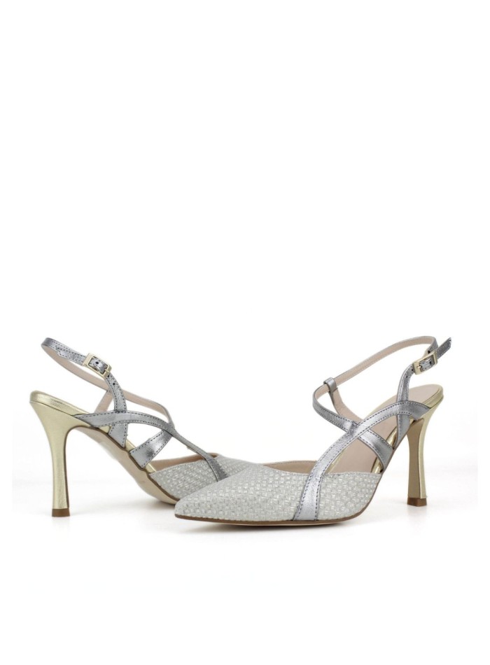 Chaussures à talon fin en daim gris avec...