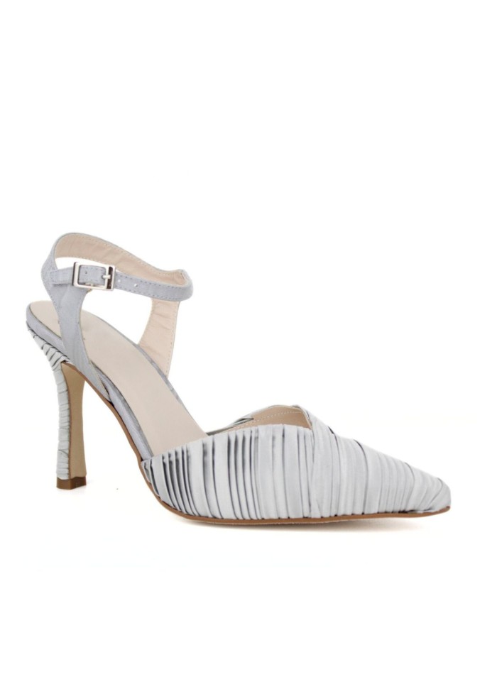 Chaussures à talons hauts en tissu plissé gris...
