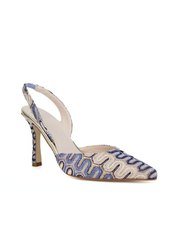 Escarpins à talons et bouts fermés en tissu imprimé 2