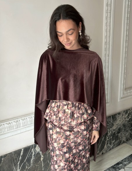 Capa de terciopelo fino multiposición para invitada marrón