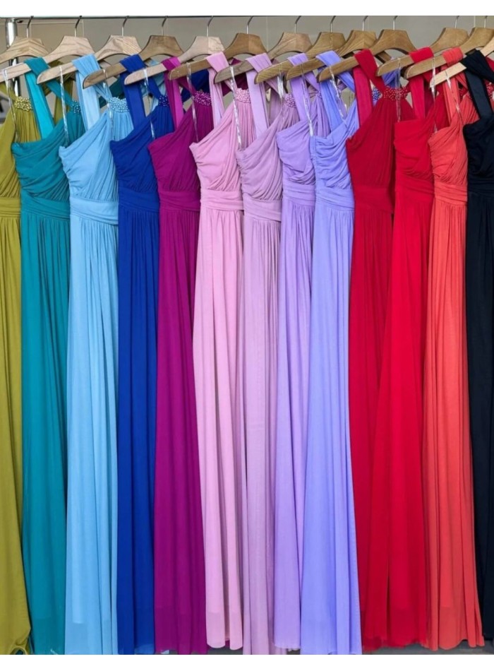 Vestido largo de fiesta con escote halter y...