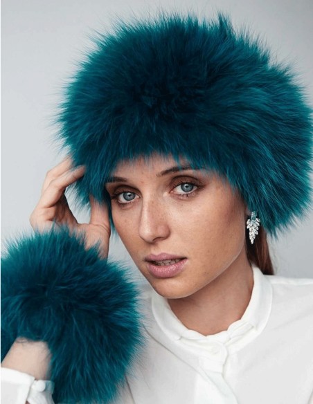 Multiposition Natural Fox Fur Collar and Cuffs