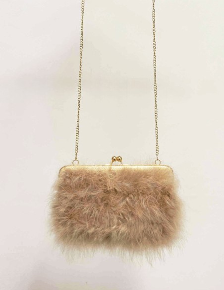 Sac à main avec plumes d'autruche