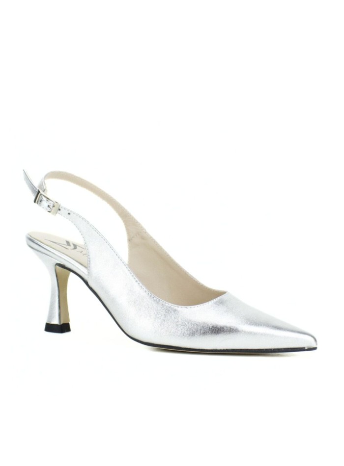 Heeled heeled shoes with silver metallic finish