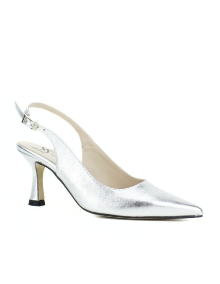 Chaussures à talons avec finition métallique argentée