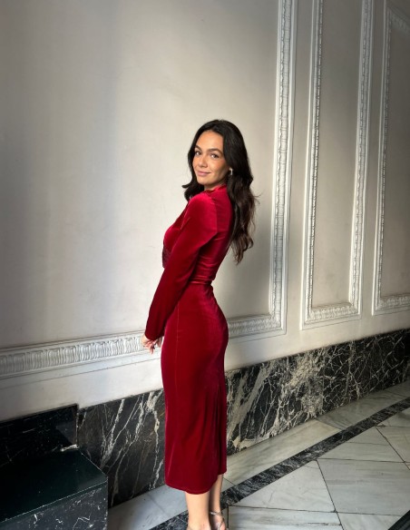 Midi party dress in velvet and sequins