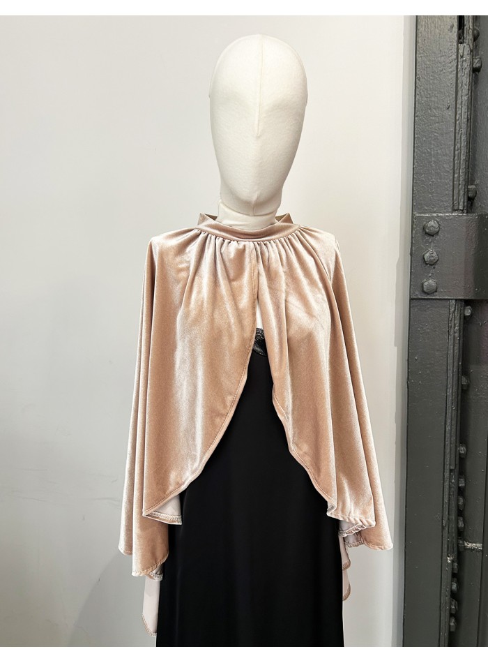 Cape courte en velours avec volant et ouverture