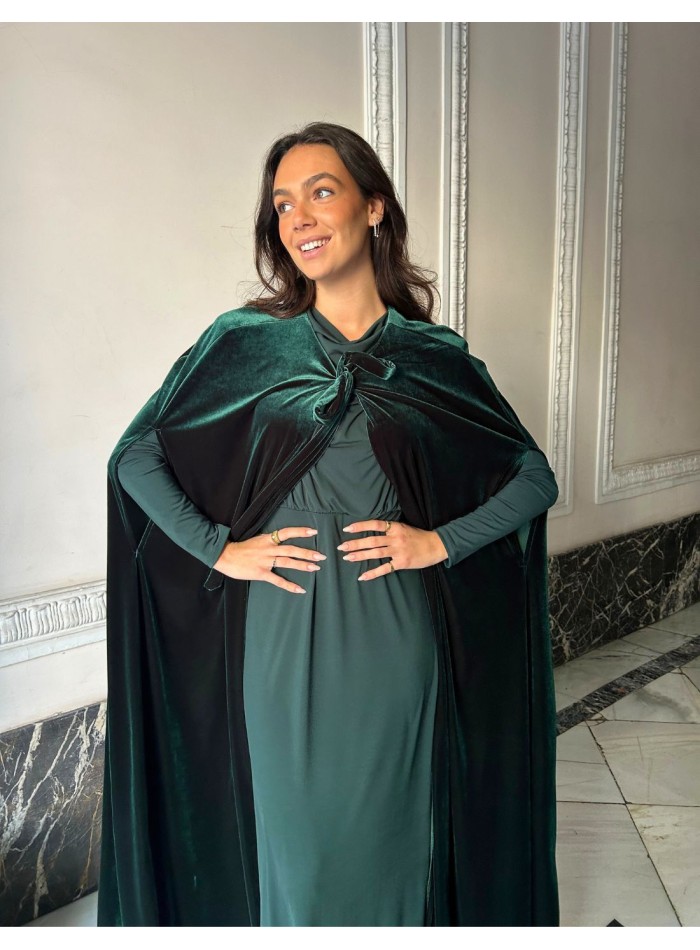 Longue cape d'invité en velours avec laçage