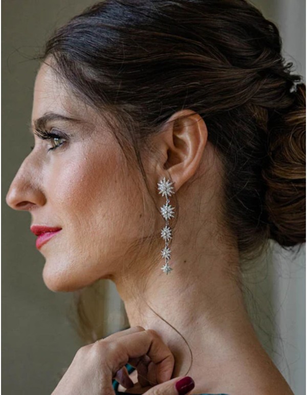 Long party earrings with five stars 2