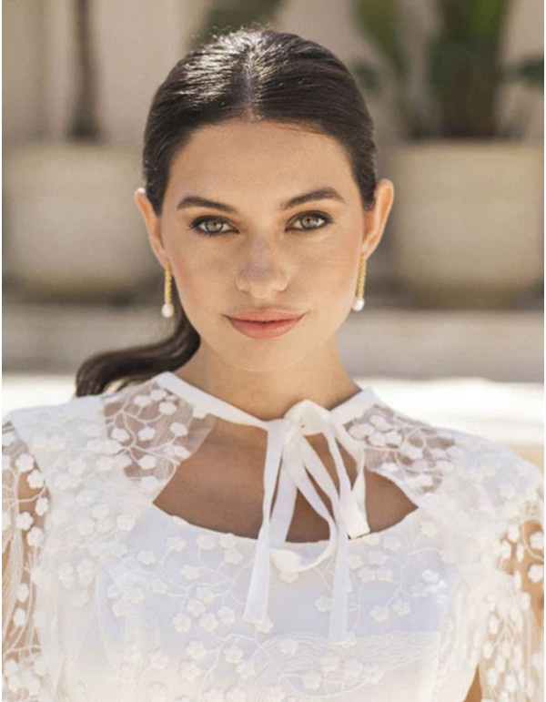 Longues boucles d'oreilles avec cristaux et perles 2