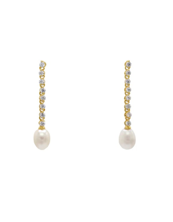 Long earrings with crystals and pearl