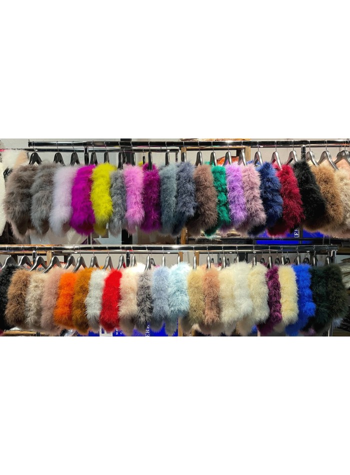 Long stole made of natural ostrich feathers -...
