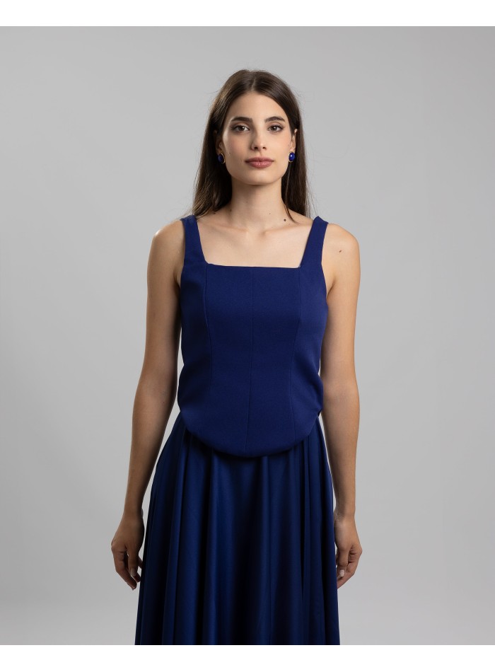 Corset top and navy blue long skirt party set