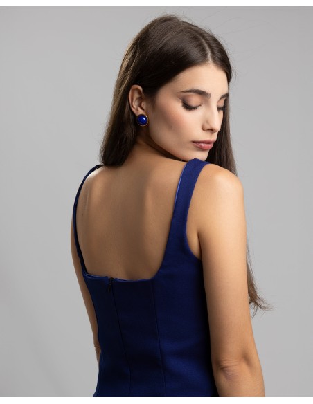 Ensemble de fête composé d'un haut corset et d'une jupe longue bleu marine