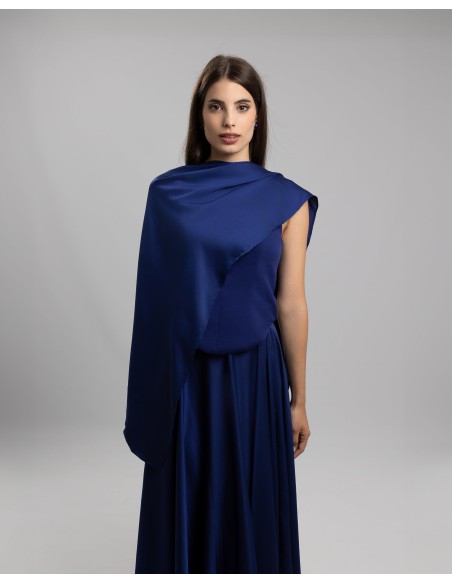 Corset top and navy blue long skirt party set