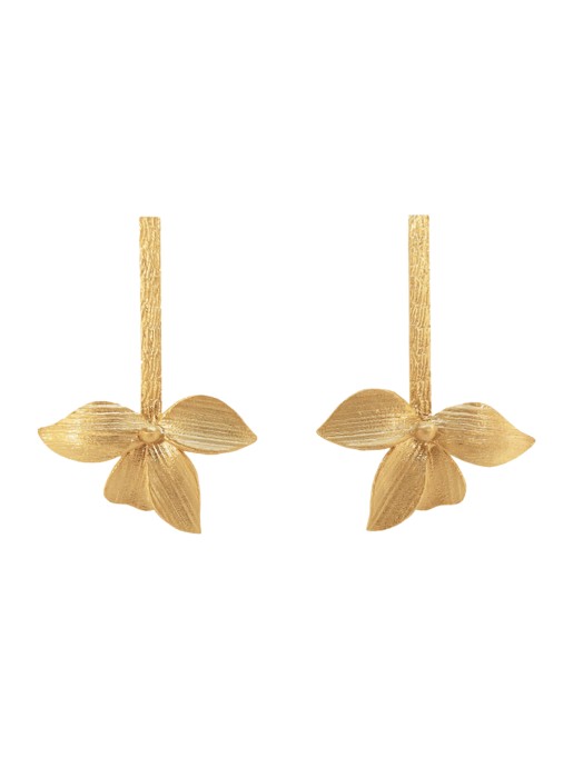 Pendientes largos dorados con forma de hoja - Salesas de ACUS