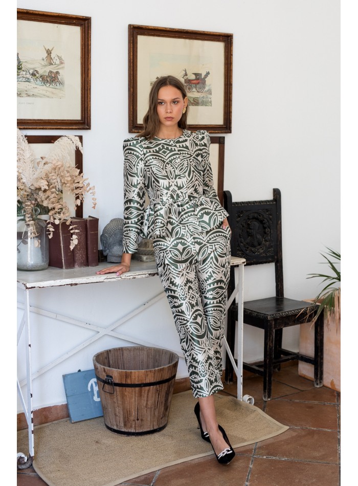 Blusa de fiesta con volante peplum y mangas...