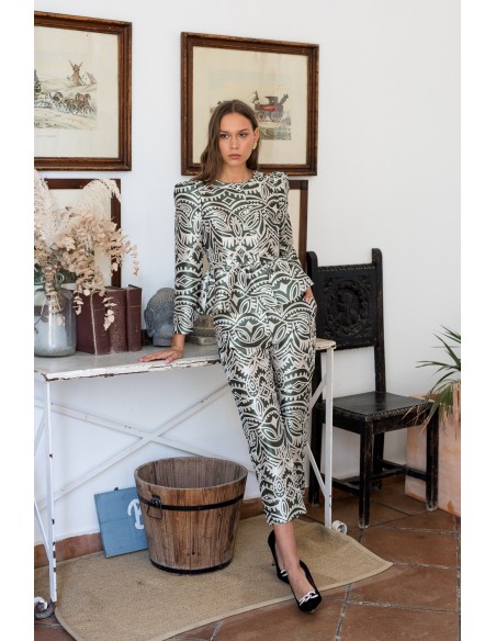 Party blouse with peplum ruffle and puffed sleeves