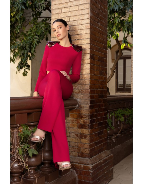 Ensemble de fête : haut et pantalon avec épaulettes...