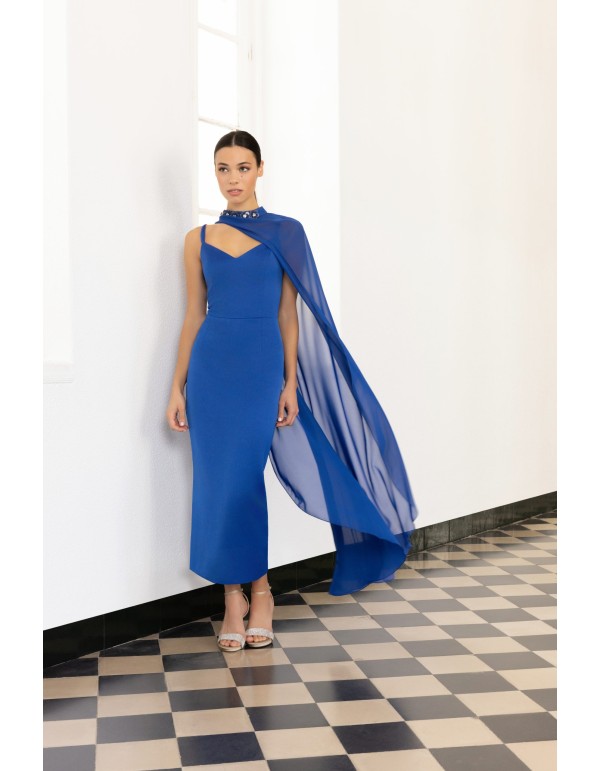 Lingerie midi party dress with layer and rhinestones