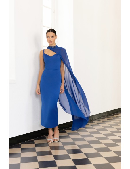 Robe de soirée midi Lingerie avec cape et strass