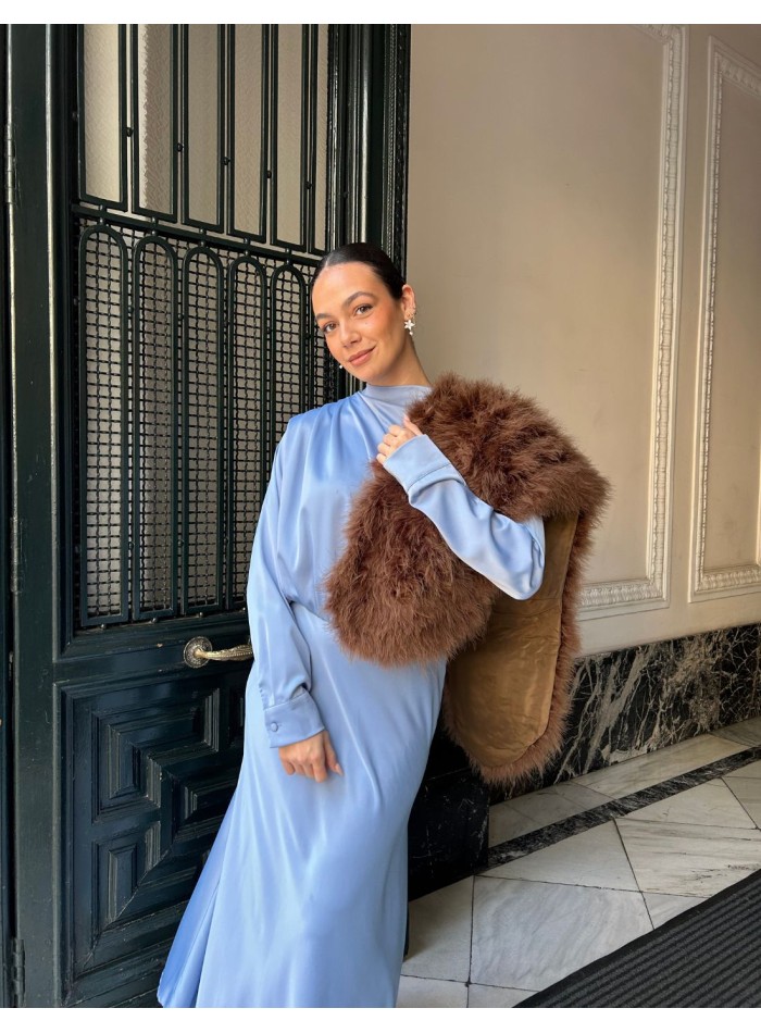 Long stole made of natural ostrich feathers -...