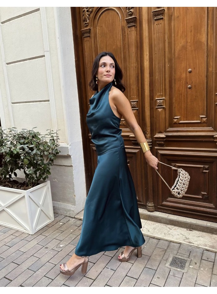 copy of Green satin halter-necked guest top