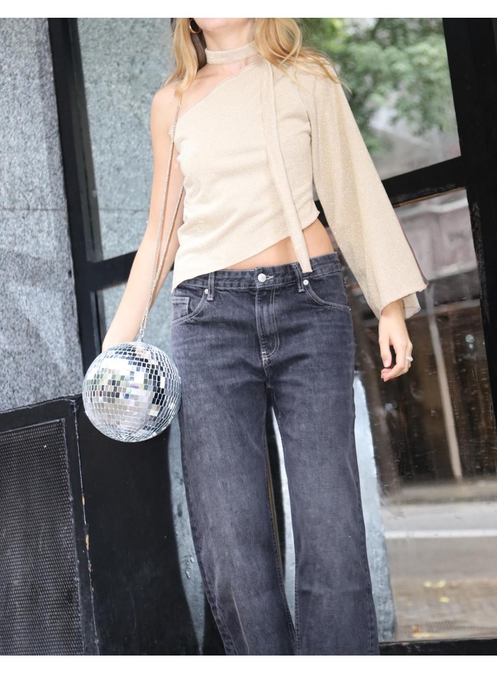 Gold asymmetrical party top