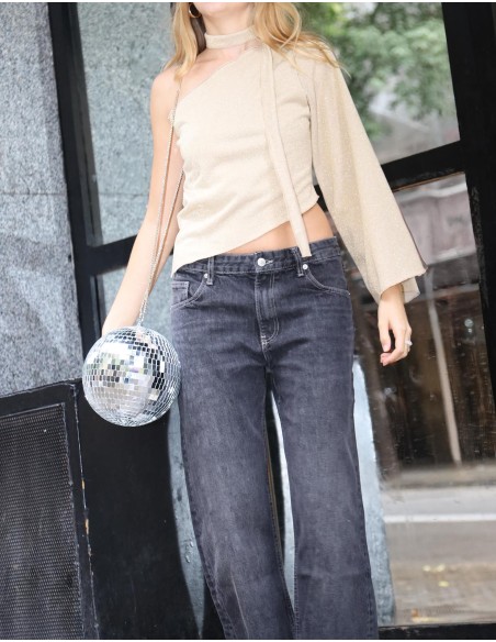 Gold asymmetrical party top