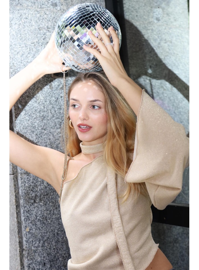 Top de fête asymétrique doré