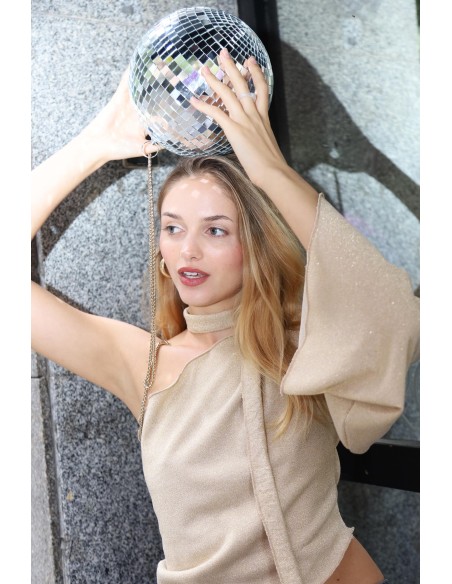 Top de fête asymétrique doré