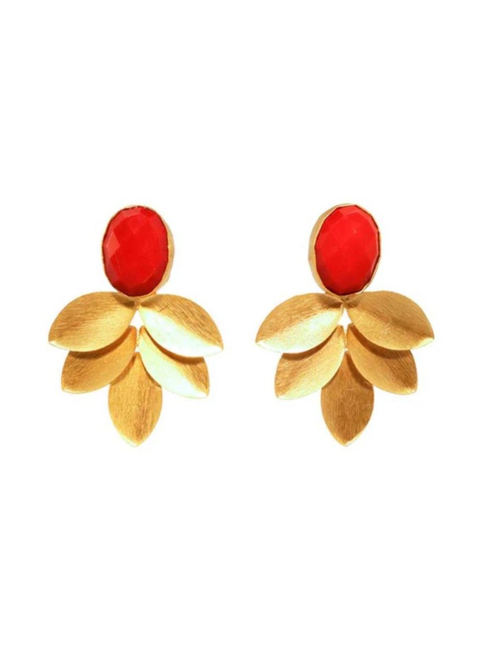 Boucles d'oreilles de fête en feuilles d'or et...