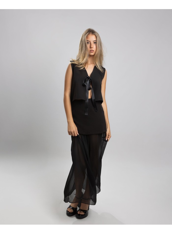 Black party top with bow closure