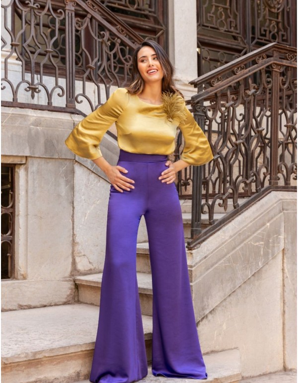 Ensemble top à manches françaises et pantalon long et droit 2