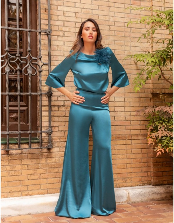 Ensemble top à manches françaises et pantalon long et droit