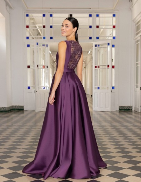 Long party dress mikado with lace back