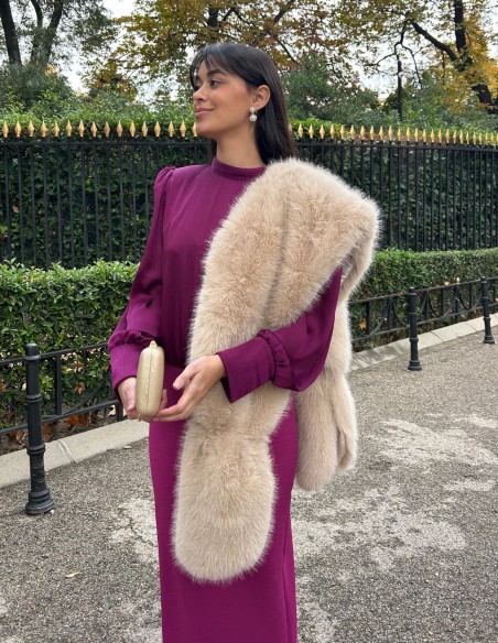 Vestido de fiesta midi con blusa de bambula y falda tubo de punto