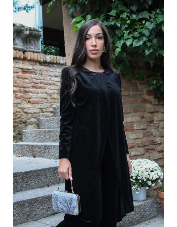 Black velvet set tunic and long pants 2