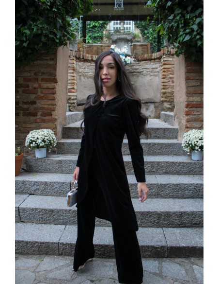Black velvet set tunic and long pants