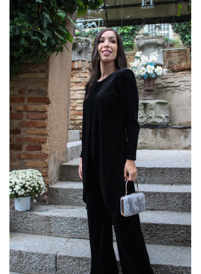 Black velvet set tunic and long pants