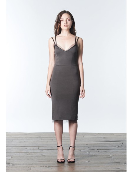 Minimalist fitted cocktail dress with double straps