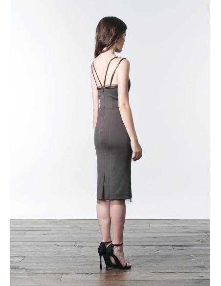 Minimalist fitted cocktail dress with double straps