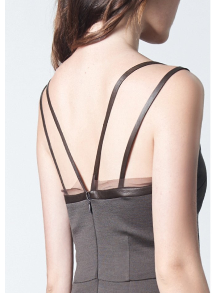 Minimalist fitted cocktail dress with double...