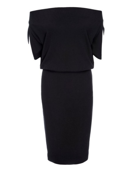 Robe de cocktail en maille avec encolure bandeau multi-positions