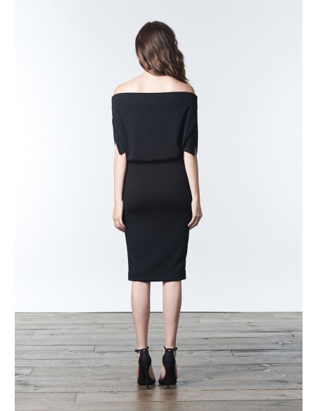 Knitted cocktail dress with multi-position bandeau neckline