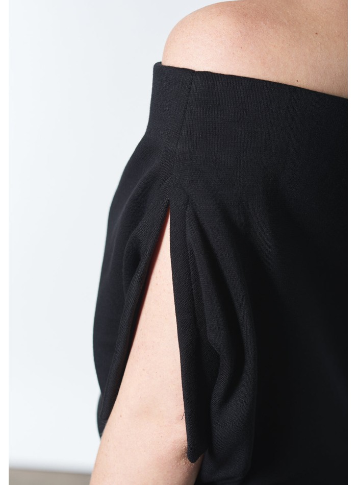 Vestido cóctel de punto con escote bandeau...