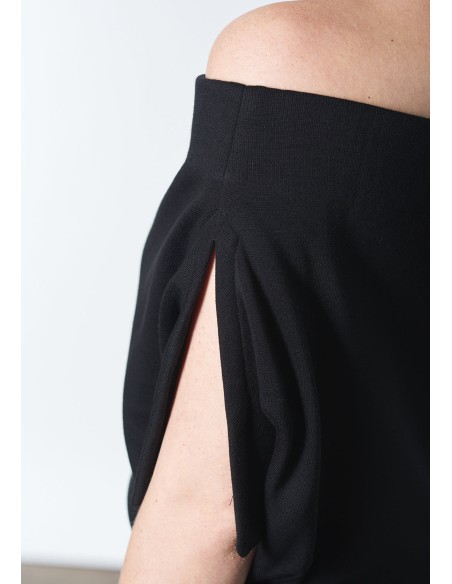 Knitted cocktail dress with multi-position bandeau neckline